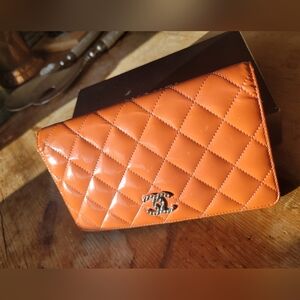 CHANEL Quilted Patent Leather Wallet